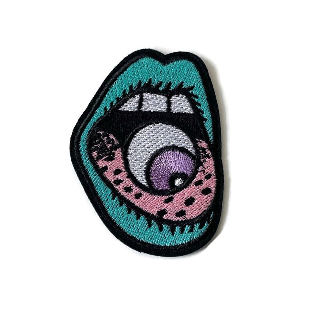 Creepy Mouth Eating Eyeball Embroidered Emblem Patch
